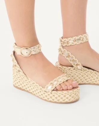 Σανδάλια Rockstud Flatform από πλαστικοποιημένο δέρμα Nappa 45 mm