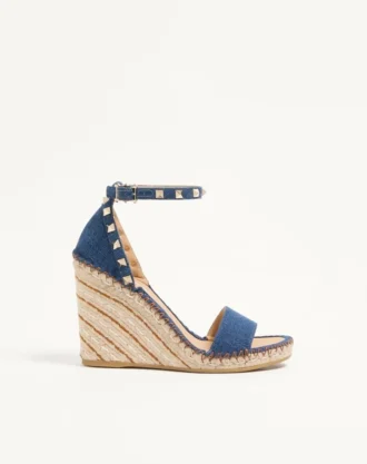 Σανδάλια Rockstud με διπλή σόλα από τζιν 105 mm