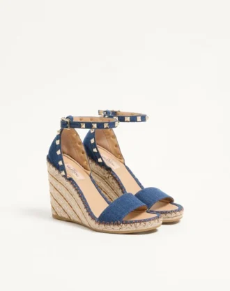 Σανδάλια Rockstud με διπλή σόλα από τζιν 105 mm