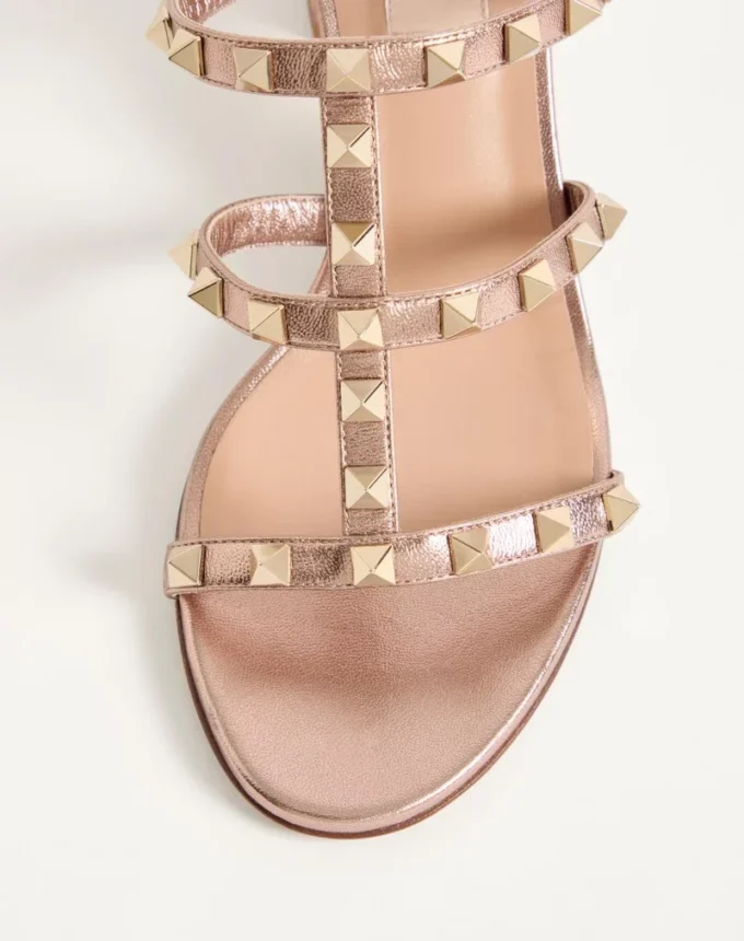 Σανδάλια Rockstud Slide από πλαστικοποιημένο δέρμα νάπα 60 mm