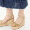 Σανδάλια Royal Wedge από μεταλλικό δέρμα νάπα 100Mm Σανδάλια Royal Wedge από μεταλλικό δέρμα νάπα 100Mm