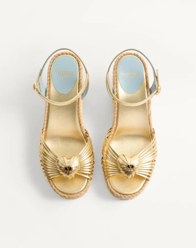 Σανδάλια Royal Wedge από μεταλλικό δέρμα νάπα 100Mm Σανδάλια Royal Wedge από μεταλλικό δέρμα νάπα 100Mm