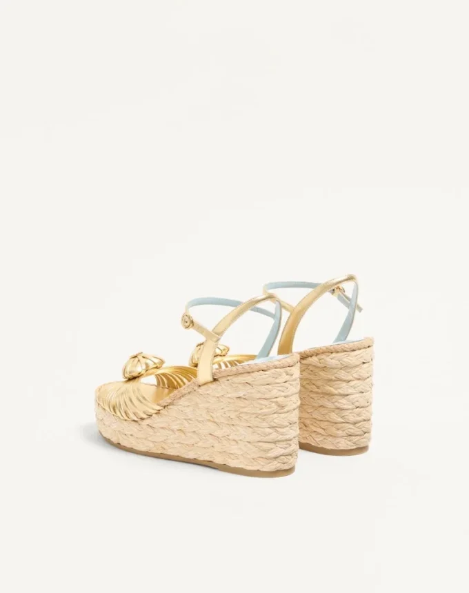 Σανδάλια Royal Wedge από μεταλλικό δέρμα νάπα 100Mm Σανδάλια Royal Wedge από μεταλλικό δέρμα νάπα 100Mm