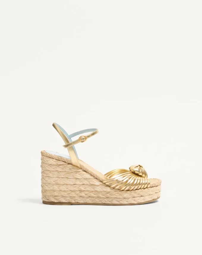 Σανδάλια Royal Wedge από μεταλλικό δέρμα νάπα 100Mm Σανδάλια Royal Wedge από μεταλλικό δέρμα νάπα 100Mm