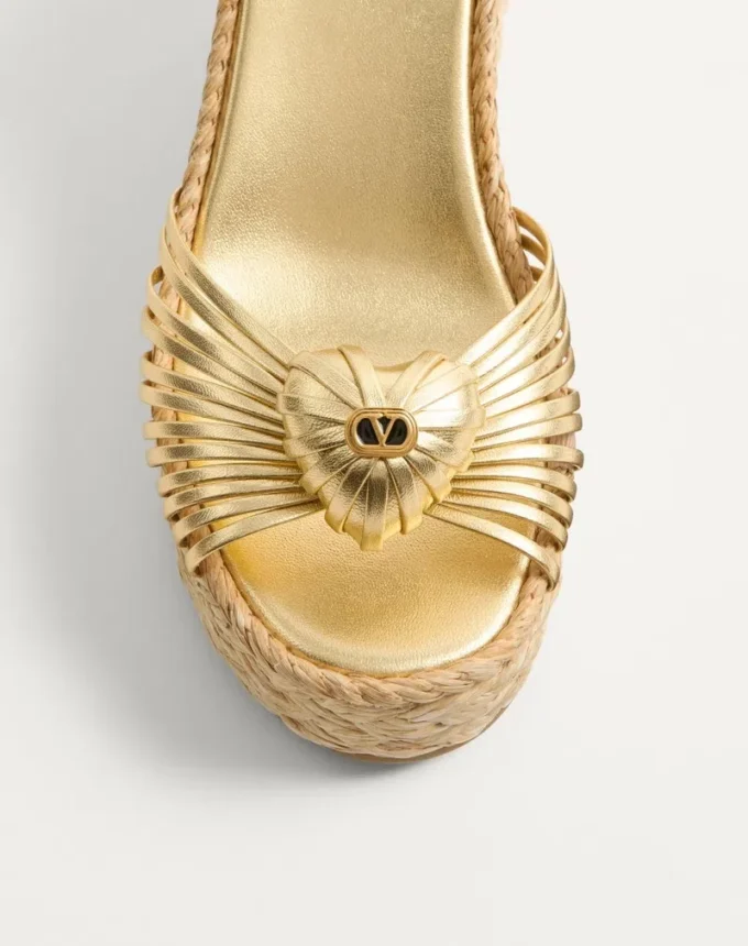 Σανδάλια Royal Wedge από μεταλλικό δέρμα νάπα 100Mm Σανδάλια Royal Wedge από μεταλλικό δέρμα νάπα 100Mm