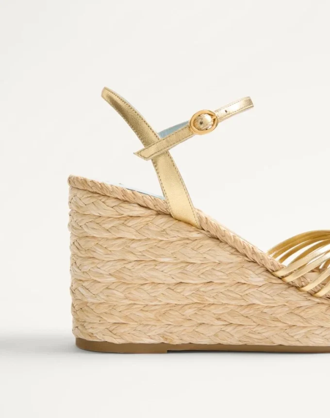 Σανδάλια Royal Wedge από μεταλλικό δέρμα νάπα 100Mm Σανδάλια Royal Wedge από μεταλλικό δέρμα νάπα 100Mm