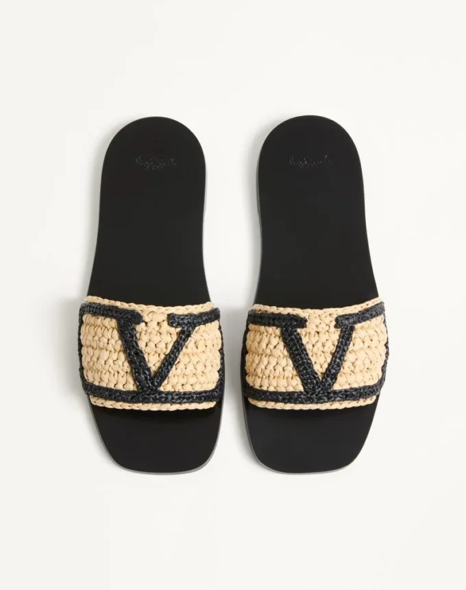 Σανδάλια Viva Superstar Slide από ραφία με κροσέ κεντήματα Σανδάλια Viva Superstar Slide από ραφία με κροσέ κεντήματα
