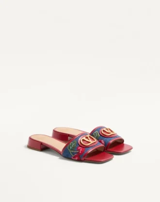 Σανδάλια Vlogo Signature Denim Slide με κεντημένο σχέδιο Cherryfic 20 mm