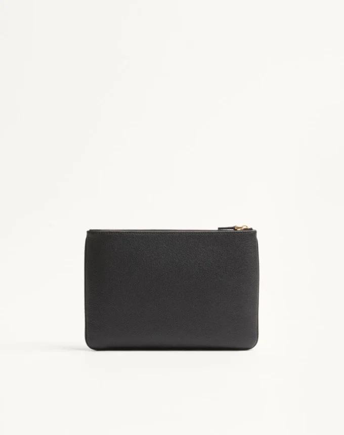Τσάντα clutch Vlogo Signature από κοκκώδες δέρμα μοσχαριού Τσάντα clutch Vlogo Signature από κοκκώδες δέρμα μοσχαριού