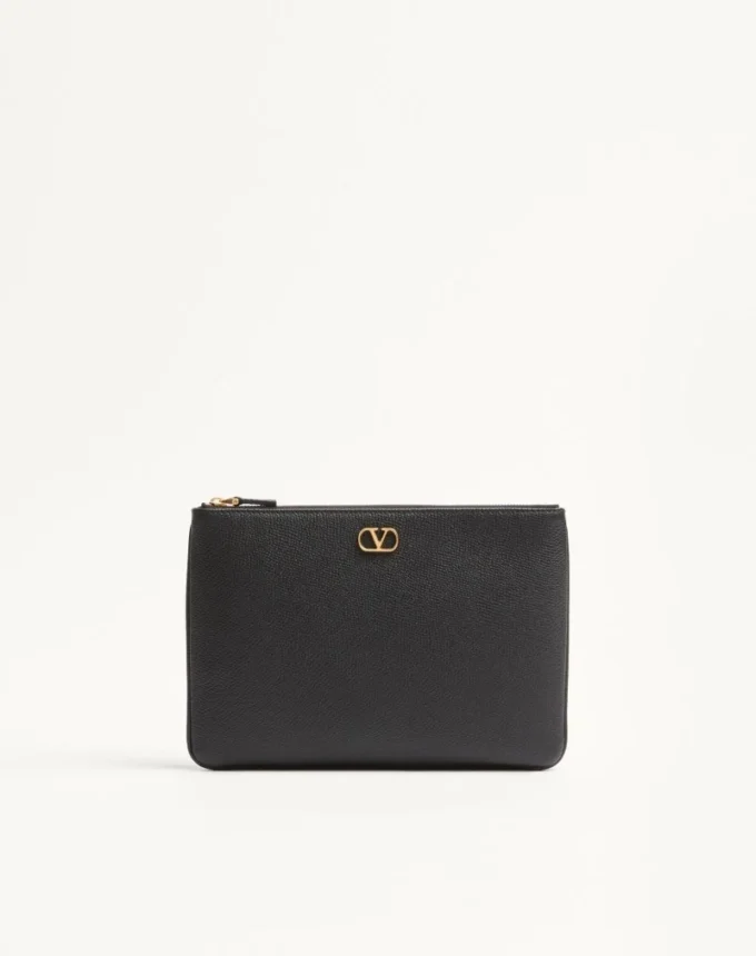 Τσάντα clutch Vlogo Signature από κοκκώδες δέρμα μοσχαριού Τσάντα clutch Vlogo Signature από κοκκώδες δέρμα μοσχαριού