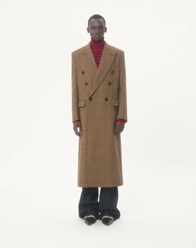 Valentino Διπλό παλτό από μαλλί με μοτίβο Glen Plaid Valentino Διπλό παλτό από μαλλί με μοτίβο Glen Plaid