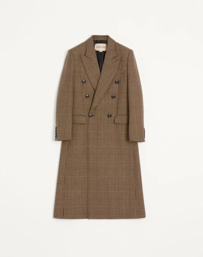 Valentino Διπλό παλτό από μαλλί με μοτίβο Glen Plaid Valentino Διπλό παλτό από μαλλί με μοτίβο Glen Plaid