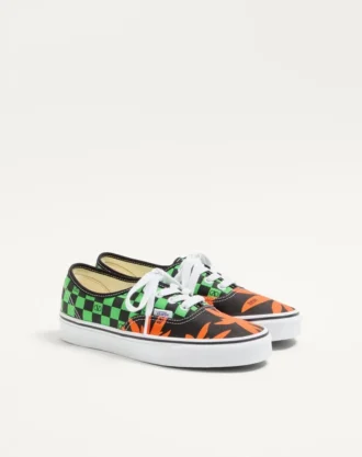 Valentino Garavani και Vans χαμηλά αθλητικά παπούτσια από ύφασμα με τυπωμένο λογότυπο VLogo σε μοτίβο σκακιέρας και τυπωμένα τροπικά φύλλα