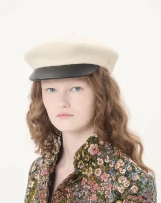Valentino Garavani VLogo Signature μάλλινο καπέλο με δερμάτινο γείσο