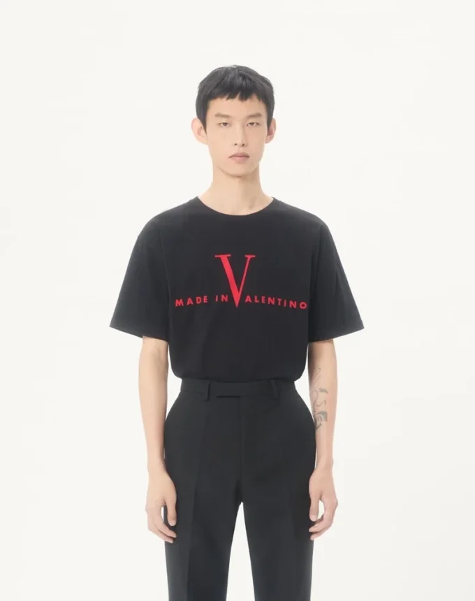Βαμβακερό T-shirt Valentino με εκτύπωση Made In Valentino Βαμβακερό T-shirt Valentino με εκτύπωση Made In Valentino