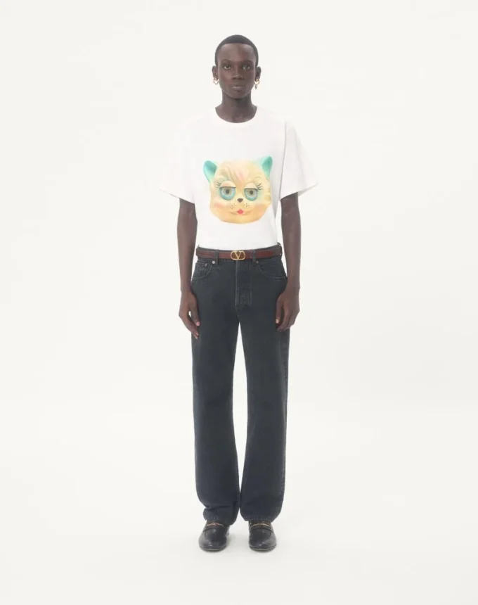 Βαμβακερό T-shirt Valentino με τύπωμα Le Chat De La Maison Βαμβακερό T-shirt Valentino με τύπωμα Le Chat De La Maison