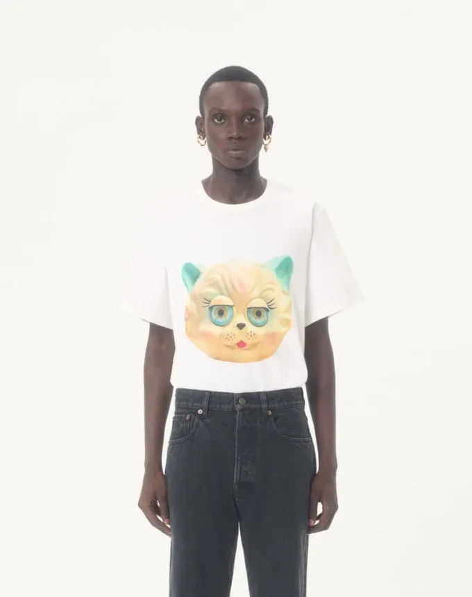 Βαμβακερό T-shirt Valentino με τύπωμα Le Chat De La Maison Βαμβακερό T-shirt Valentino με τύπωμα Le Chat De La Maison