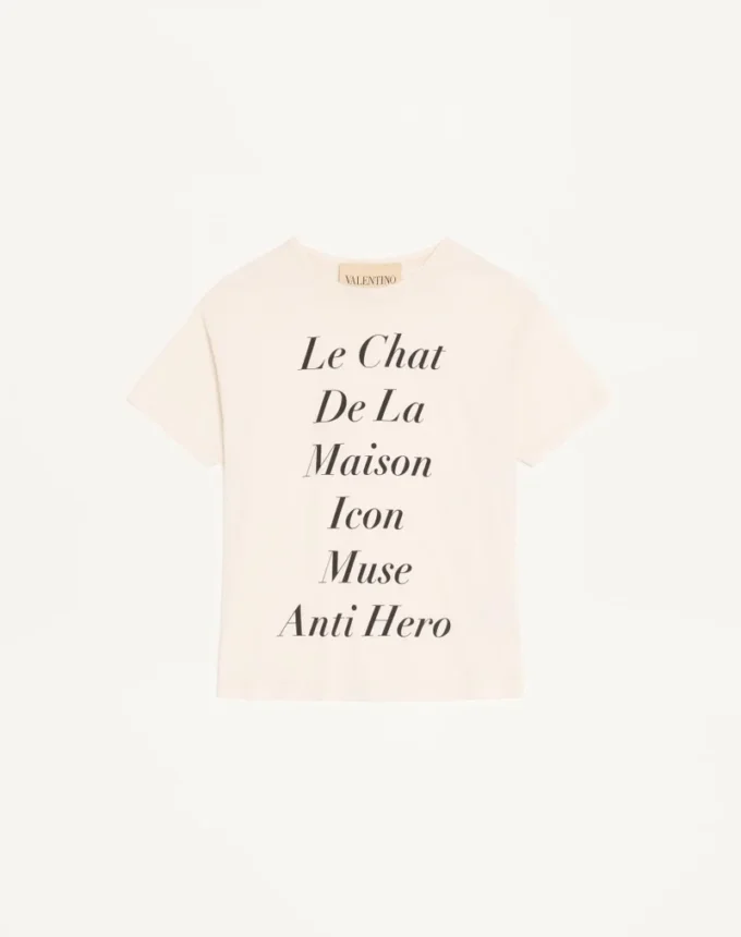 Βαμβακερό T-shirt Valentino με τύπωμα Le Chat De La Maison Icon Muse Anti Hero