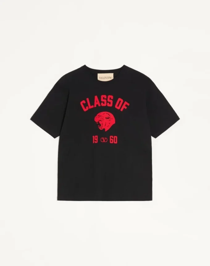 Βαμβακερό T-shirt Valentino με τύπωμα πάνθηρα Βαμβακερό T-shirt Valentino με τύπωμα πάνθηρα