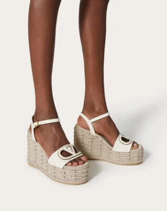Vlogo Calfskin Cut-Out Wedge Sandal 110Mm