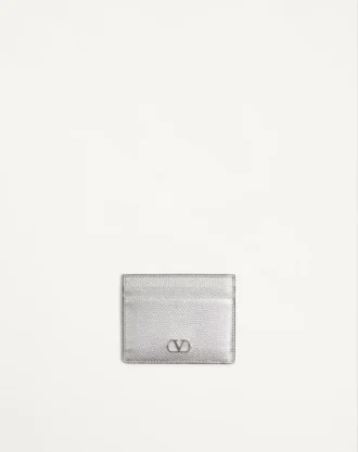 VLogo Signature Cardholder από πλαστικοποιημένο δέρμα μοσχαριού