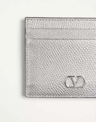 VLogo Signature Cardholder από πλαστικοποιημένο δέρμα μοσχαριού