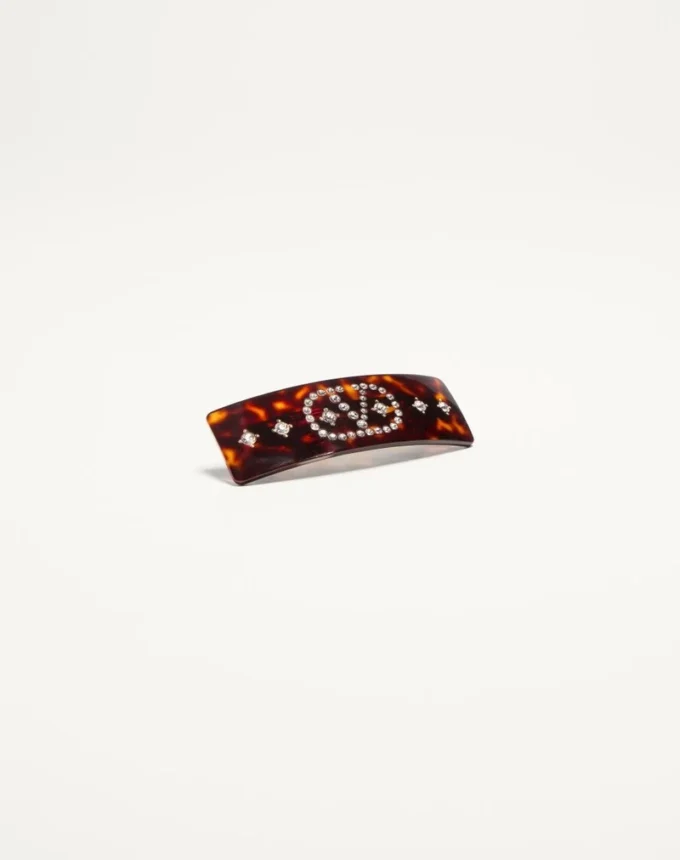 Vlogo Signature Hair Clip In Resin, Metal And Crystals Vlogo Signature Hair Clip In Resin, Metal And Crystals