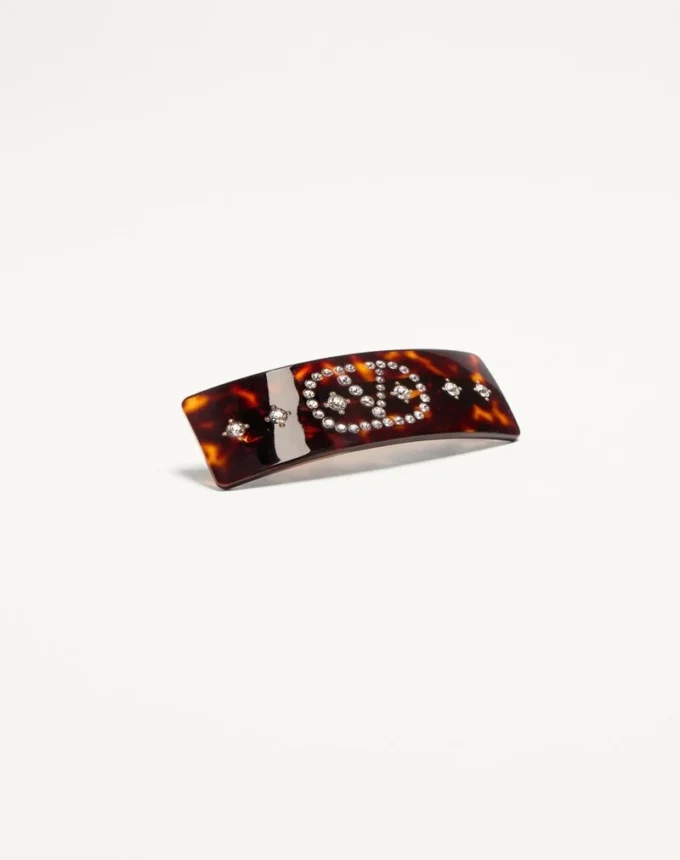 Vlogo Signature Hair Clip In Resin, Metal And Crystals Vlogo Signature Hair Clip In Resin, Metal And Crystals