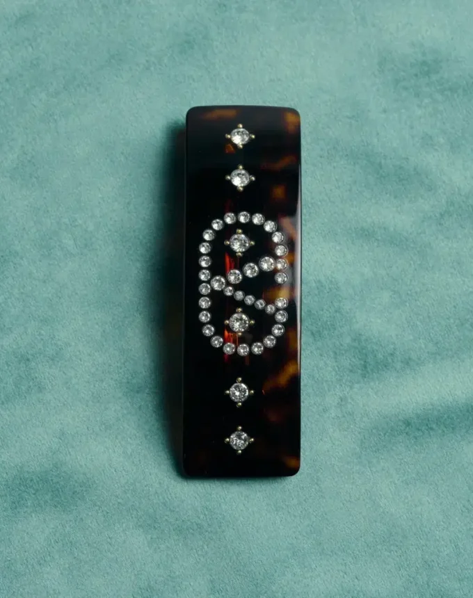 Vlogo Signature Hair Clip In Resin, Metal And Crystals Vlogo Signature Hair Clip In Resin, Metal And Crystals
