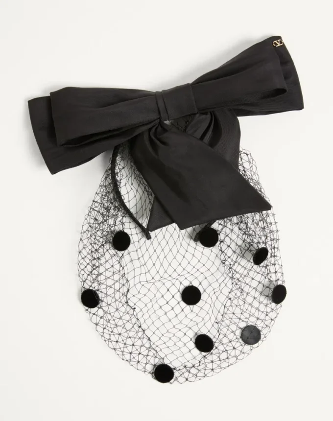 Vlogo Signature Headband With Bow And Veil In Silk And Velvet Vlogo Signature Headband With Bow And Veil In Silk And Velvet