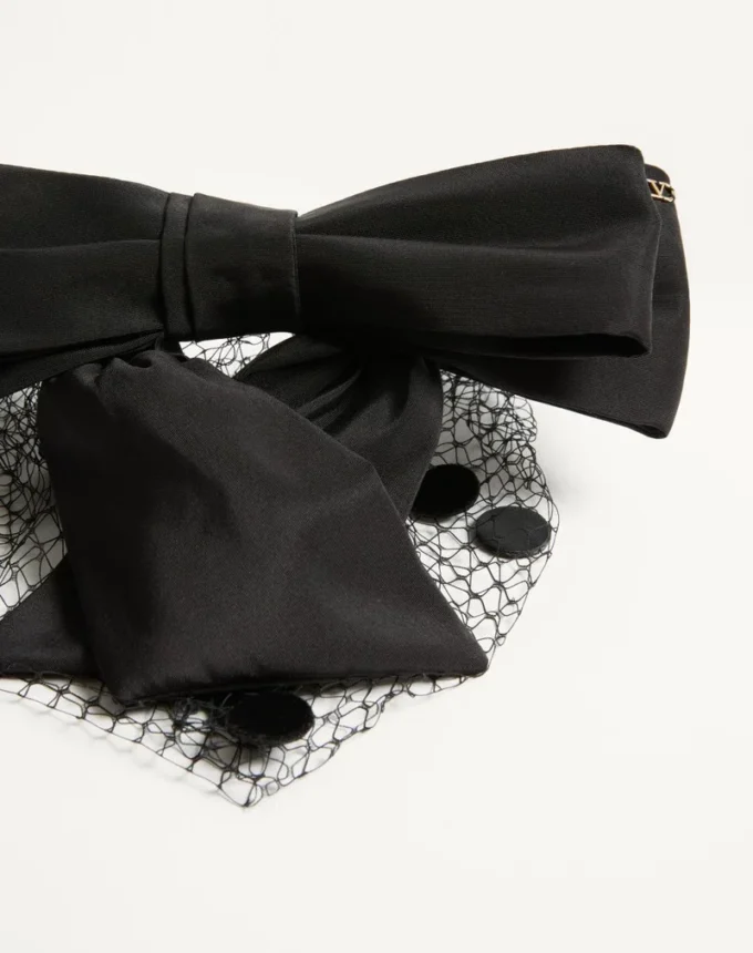 Vlogo Signature Headband With Bow And Veil In Silk And Velvet Vlogo Signature Headband With Bow And Veil In Silk And Velvet