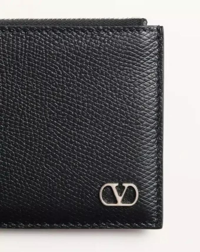 Vlogo Signature Καρτοθήκη από δέρμα μοσχαριού με υφή Vlogo Signature Καρτοθήκη από δέρμα μοσχαριού με υφή
