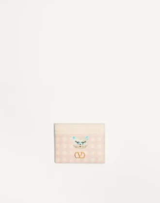 Vlogo Signature Le Chat De La Maison Cardholder από δέρμα μοσχαριού με κόκκους