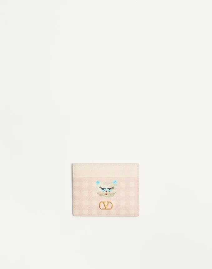 Vlogo Signature Le Chat De La Maison Cardholder από δέρμα μοσχαριού με κόκκους Vlogo Signature Le Chat De La Maison Cardholder από δέρμα μοσχαριού με κόκκους