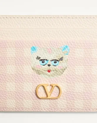 Vlogo Signature Le Chat De La Maison Cardholder από δέρμα μοσχαριού με κόκκους