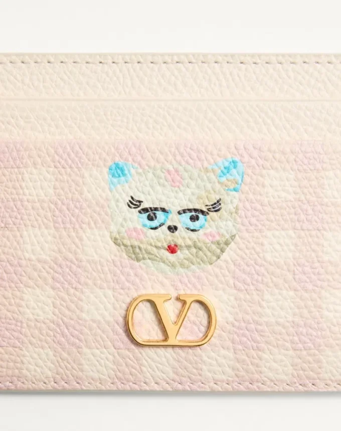 Vlogo Signature Le Chat De La Maison Cardholder από δέρμα μοσχαριού με κόκκους Vlogo Signature Le Chat De La Maison Cardholder από δέρμα μοσχαριού με κόκκους