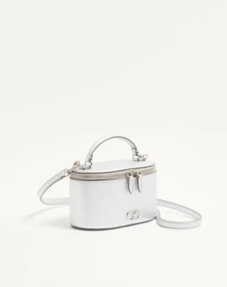 VLogo Signature Mini Vanity Bag από πλαστικοποιημένο δέρμα μοσχαριού