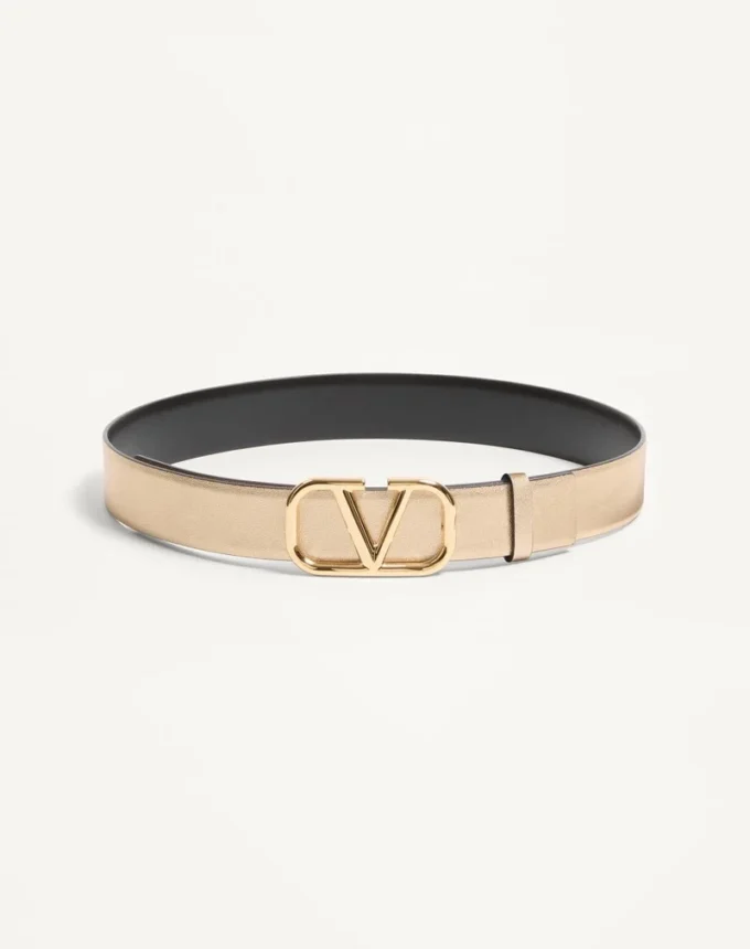 Vlogo Signature Reversible Belt In Metallic And Shiny Calfskin 30 Mm Vlogo Signature Reversible Belt In Metallic And Shiny Calfskin 30 Mm