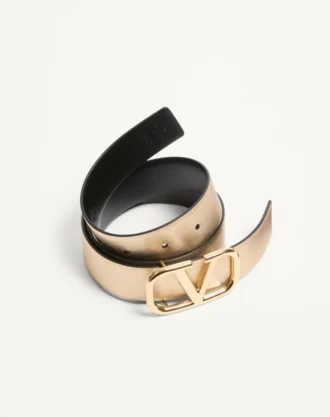 Vlogo Signature Reversible Belt In Metallic And Shiny Calfskin 30 Mm