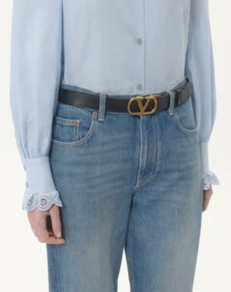 VLogo Signature Reversible Shiny Calfskin Belt – 30Mm / 1,2 ίντσες