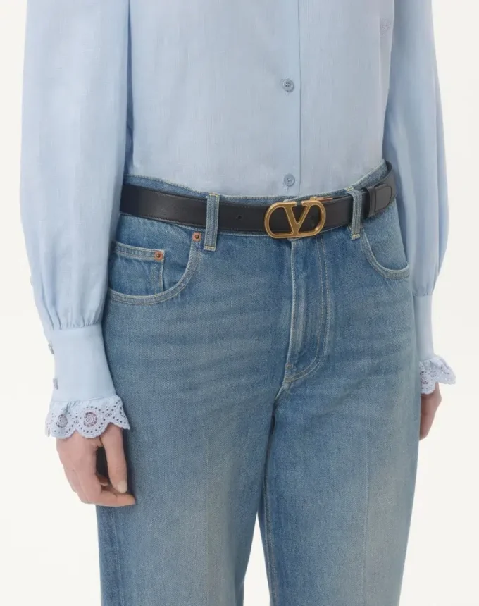 VLogo Signature Reversible Shiny Calfskin Belt – 30Mm / 1,2 ίντσες VLogo Signature Reversible Shiny Calfskin Belt – 30Mm / 1,2 ίντσες