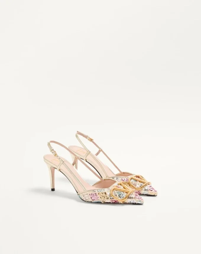 VLogo Signature Slingback Décolleté με κεντημένο μοτίβο Rhombelle 80Mm VLogo Signature Slingback Décolleté με κεντημένο μοτίβο Rhombelle 80Mm