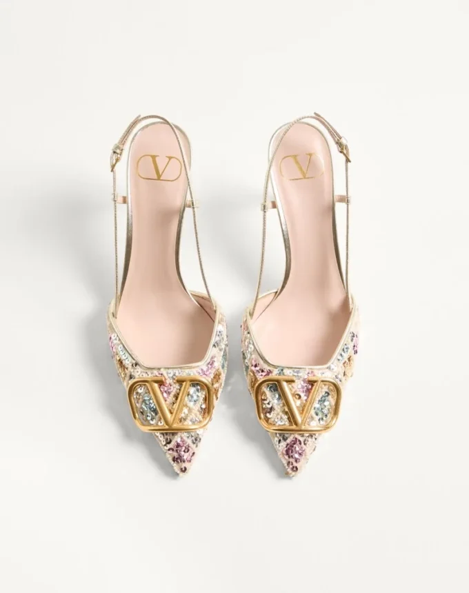VLogo Signature Slingback Décolleté με κεντημένο μοτίβο Rhombelle 80Mm VLogo Signature Slingback Décolleté με κεντημένο μοτίβο Rhombelle 80Mm