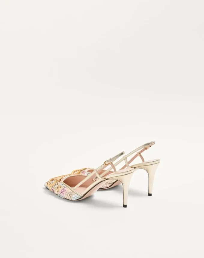VLogo Signature Slingback Décolleté με κεντημένο μοτίβο Rhombelle 80Mm VLogo Signature Slingback Décolleté με κεντημένο μοτίβο Rhombelle 80Mm