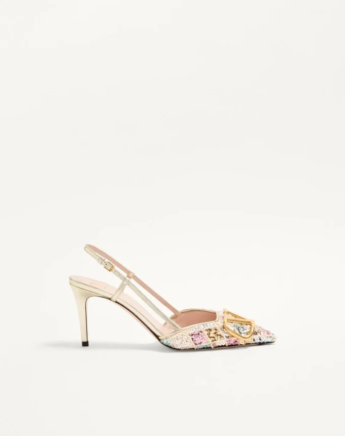 VLogo Signature Slingback Décolleté με κεντημένο μοτίβο Rhombelle 80Mm VLogo Signature Slingback Décolleté με κεντημένο μοτίβο Rhombelle 80Mm