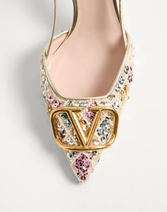 VLogo Signature Slingback Décolleté με κεντημένο μοτίβο Rhombelle 80Mm VLogo Signature Slingback Décolleté με κεντημένο μοτίβο Rhombelle 80Mm