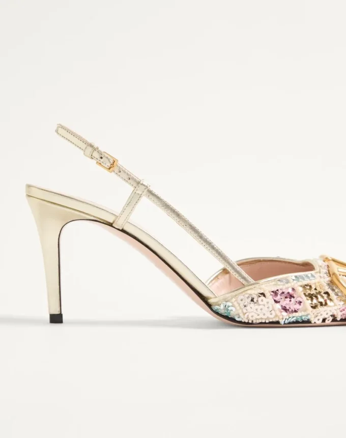 VLogo Signature Slingback Décolleté με κεντημένο μοτίβο Rhombelle 80Mm VLogo Signature Slingback Décolleté με κεντημένο μοτίβο Rhombelle 80Mm