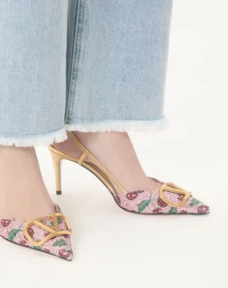 VLogo Signature Slingback Décolleté με κεντημένο σχέδιο Cherryfic 80 mm