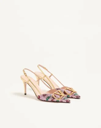 VLogo Signature Slingback Décolleté με κεντημένο σχέδιο Cherryfic 80 mm