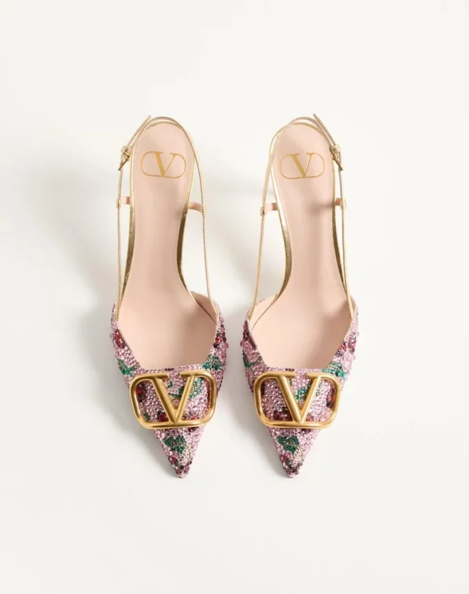 VLogo Signature Slingback Décolleté με κεντημένο σχέδιο Cherryfic 80 mm VLogo Signature Slingback Décolleté με κεντημένο σχέδιο Cherryfic 80 mm